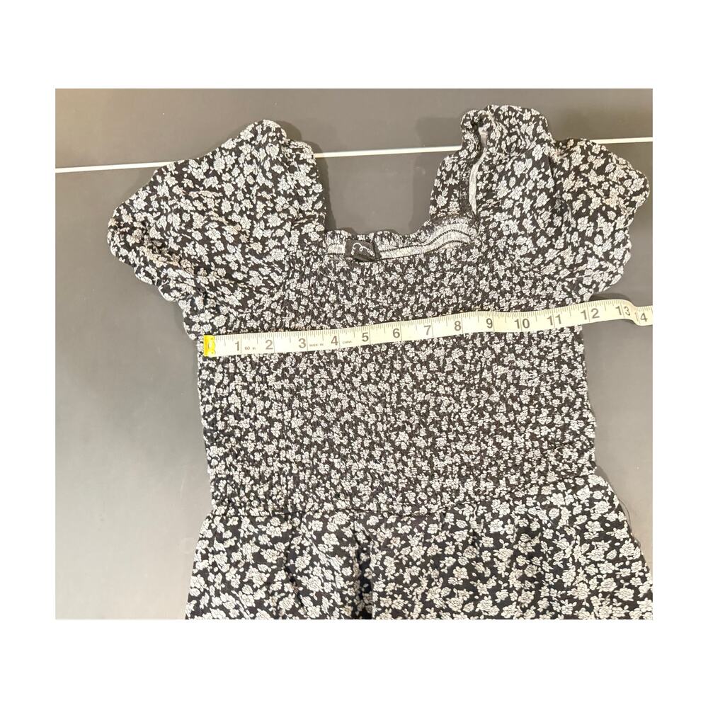 Girl's Art Class Black Floral print smocked puff sleeve jumpsuit XL 14 spring - Picture 6 of 8
